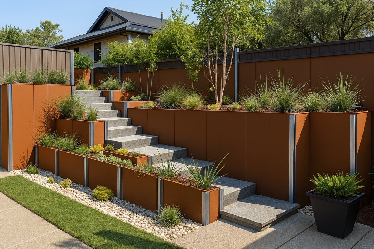 Why Galvanised H Channel Posts and Corten Steel Make a Strong Statement in Landscape Design
