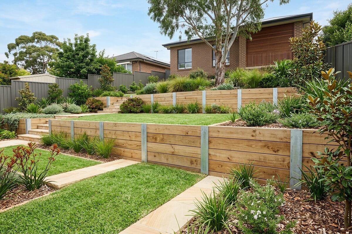 Steel Post Spacing and Design Considerations for Sleeper Retaining Walls in Residential Landscaping