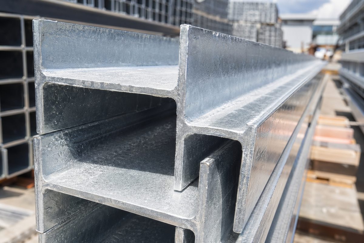 Galvanised steel posts for retaining walls - hot-dip zinc coated H-section beams